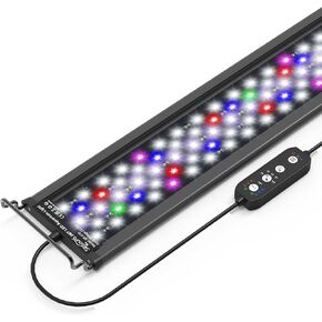 SEAOURA 24/7 وضع ضوء حوض السمك LED للنباتات - ضوء خزان الأسماك كامل الطيف مع مؤقت، تشغيل/إيقاف تلقائي، 7 ألوان، سطوع قابل للتعديل، 3 أوضاع لخزان المياه العذبة 18 بوصة إلى 24 بوصة، 18 وات in Saudi Arabia