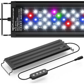 Led Aquarium Light for Plants-Full Spectrum Fish Tank Light with Timer Auto On/Off, 18-24 Inch, Adjustable Brightness, White Blue Red Green Pink LEDs with Extendable Brackets for Freshwater