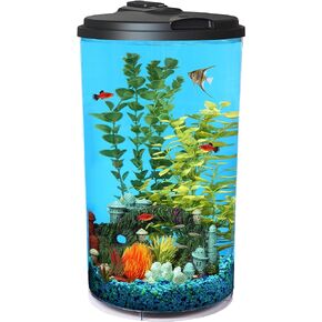 Koller Products Plastic 6-Gallon AquaView 360 Aquarium Kit for Tropical Fish, Betta Fish with LED Lighting and Power Filter Clear in Saudi Arabia