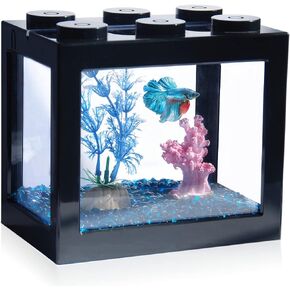 Small Betta Fish Tank, Stackable Mini Fish Tank Aquarium Tank Kit, 3/5 Gallon Rectangular Fish Bowl with Aquarium Gravel Decoration, Tiny Cube Tank for Seaweed Balls Sea Monkeys in Saudi Arabia