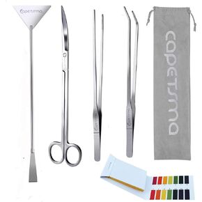 Capetsma Aquascape Tools, Long Stainless Steel Aquarium Plant Tools Aquarium Tweezers Scissors Spatula Tool Set Bonsai Kit Algae Scrapers Aquarium Cleaning Kit for Fish Tank Starter kit