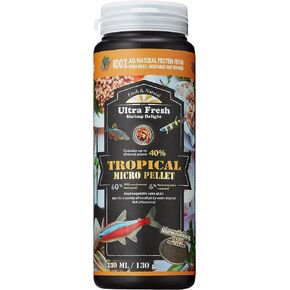 Ultra Fresh Tetra Fish Food, Slow Sinking, All Natural Ingredients, Wild Sword Prawns, Spirulina, Color Enhancement, Small Granules , Tropical Micro Pellet 1.87 oz
