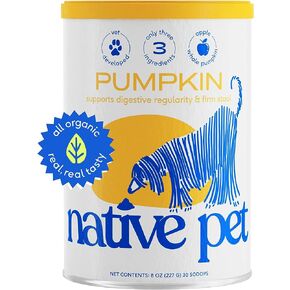 Native Pet Organic Pumpkin for Dogs (8 oz) - All-Natural, Organic Fiber for Dogs - Mix with Water to Create Delicious Pumpkin Puree - Prevent Waste with a Canned Pumpkin Alternative! (8 oz)