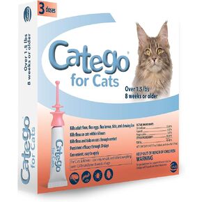 Catego for Cats Flea and Tick Treatment & Prevention (over 1.5 lbs) 3-month supply