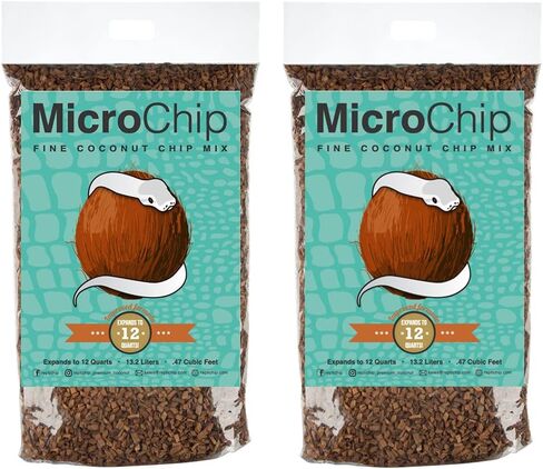 Microchip Fine Coconut Substrate and Coco Husk Chip Mix Bedding for for Bioactive Terrarium Tanks, Reptiles, Inverts, Frogs, Tarantulas, and Geckos Bedding for Terrarium Floor Cover (12 Quart) in Saudi Arabia