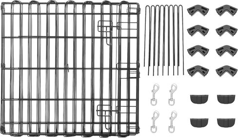 Amazon Basics Foldable Octagonal Metal Exercise Pet Playpen for Dogs, Portable Fence Pen, Single Door, 60 x 60 x 36 Inches, Medium - 36"H, Metal, Black in Saudi Arabia
