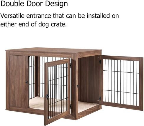 unipaws Furniture Style Dog Crate for Small Dogs, Cats, Min Pigs, Rabbit, Indoor Aesthetic Puppy Kennel, Modern Decorative Wood Wire Pet House Dog Cage, Pretty Cute End Side Table Nightstand, Grey in Kuwait