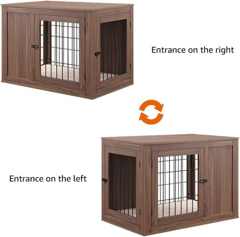 unipaws Furniture Style Dog Crate for Small Dogs, Cats, Min Pigs, Rabbit, Indoor Aesthetic Puppy Kennel, Modern Decorative Wood Wire Pet House Dog Cage, Pretty Cute End Side Table Nightstand, Grey in Kuwait