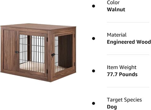 unipaws Furniture Style Dog Crate for Small Dogs, Cats, Min Pigs, Rabbit, Indoor Aesthetic Puppy Kennel, Modern Decorative Wood Wire Pet House Dog Cage, Pretty Cute End Side Table Nightstand, Grey in Kuwait