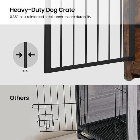 Hzuaneri Dog Crate Furniture, 39.4" Heavy Duty Dog Kennels with Sliding Barn Door, End Side Table, Wooden Dog House for Small/Medium/Large Dog, Chew-Resistant, Rustic Brown and Black DFC02301B in Kuwait