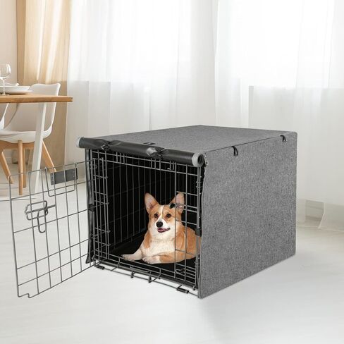 X-ZONE PET Double Door Dog Crate Cover - Polyester Pet Kennel Cover (Fits 24 30 36 42 48 inches Wire Crate) (42Inch, Tan) in Saudi Arabia