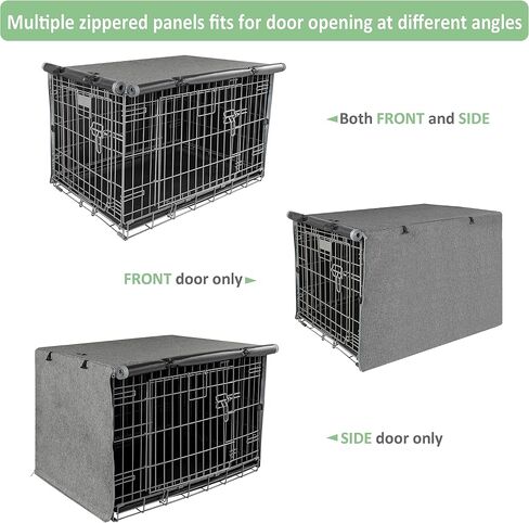 X-ZONE PET Double Door Dog Crate Cover - Polyester Pet Kennel Cover (Fits 24 30 36 42 48 inches Wire Crate) (42Inch, Tan) in Saudi Arabia