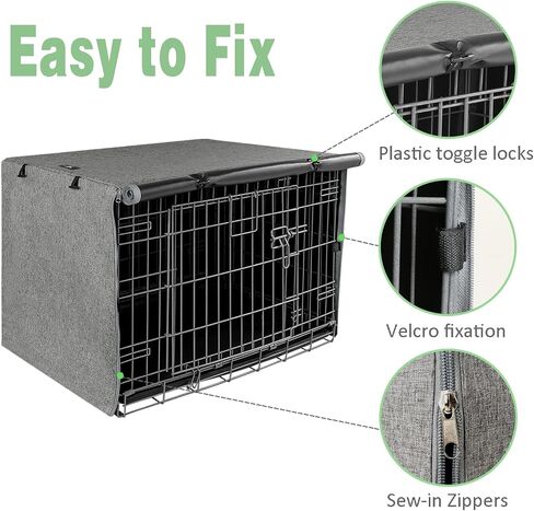 X-ZONE PET Double Door Dog Crate Cover - Polyester Pet Kennel Cover (Fits 24 30 36 42 48 inches Wire Crate) (42Inch, Tan) in Saudi Arabia