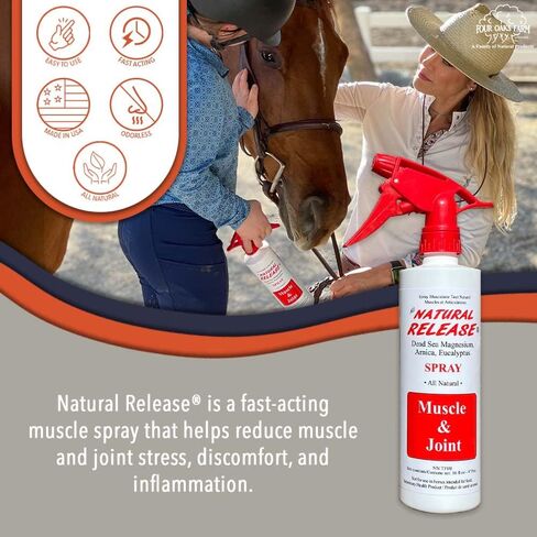 Natural Release Muscle Spray Treatment - Horse Liniment for Sore Muscles, Joint Pain, Tendon & Inflammation Relief - Easy to Use, Fast Acting, Alcohol & Menthol Free (16 oz) in Saudi Arabia