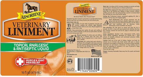 Absorbine Veterinary Liniment Liquid, Topical Relief for Muscle, Joint & Arthritis Pain, 16oz Bottle in Saudi Arabia