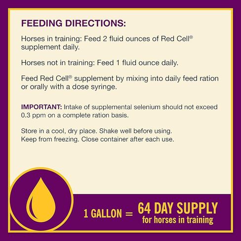 Horse Health Red Cell, Liquid Vitamin-Iron-Mineral Supplement for Horses, Helps Fill Important Nutritional Gaps in Horse's Diet, 1 Qt., 32 Oz., 16-Day Supply in Saudi Arabia