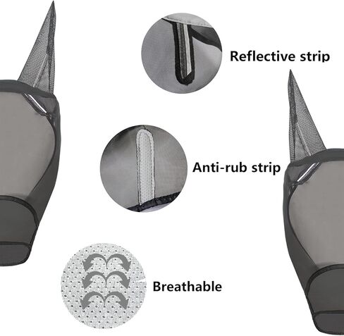 Horse Fly Mask,Fly Masks for Horses,Fly Masks for Horses with Ears,Horse Fly Mask with Ears,Fine Mesh Fly Mask with Ears,Lycra Fly Mask (Medium, Blue) in Kuwait