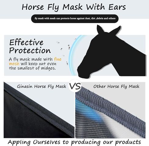 Horse Fly Mask,Fly Masks for Horses,Fly Masks for Horses with Ears,Horse Fly Mask with Ears,Fine Mesh Fly Mask with Ears,Lycra Fly Mask (Medium, Blue) in Kuwait
