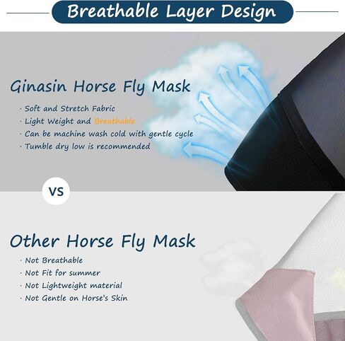 Horse Fly Mask,Fly Masks for Horses,Fly Masks for Horses with Ears,Horse Fly Mask with Ears,Fine Mesh Fly Mask with Ears,Lycra Fly Mask (Medium, Blue) in Kuwait