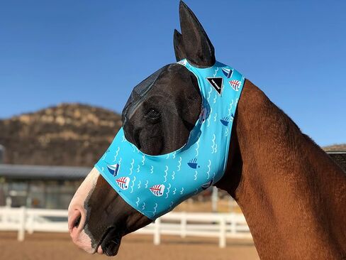 قناع ذبابة الحصان TGW RIDING، قناع ذبابة الحصان فائق الراحة، قناع ذبابة مرن مع آذان، نحن نصنع فقط المنتجات التي تحبها الخيول (أبيض، L) in Kuwait