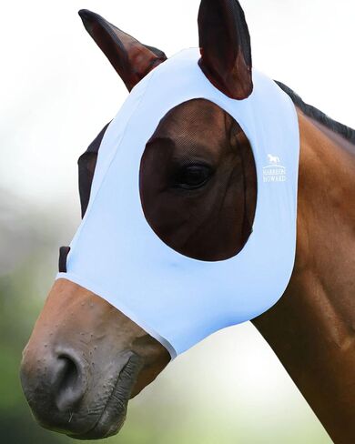 Harrison Howard Super Comfort Stretchy Fly Mask Large Eye Space with UV Protection Soft on Skin with Breathability Navy Blue L Full Size in Kuwait