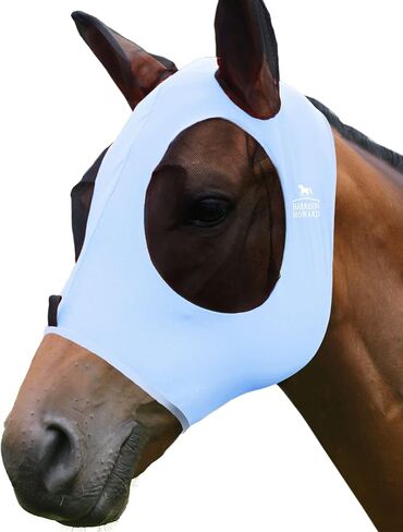 Harrison Howard Super Comfort Stretchy Fly Mask Large Eye Space with UV Protection Soft on Skin with Breathability Navy Blue L Full Size in Kuwait