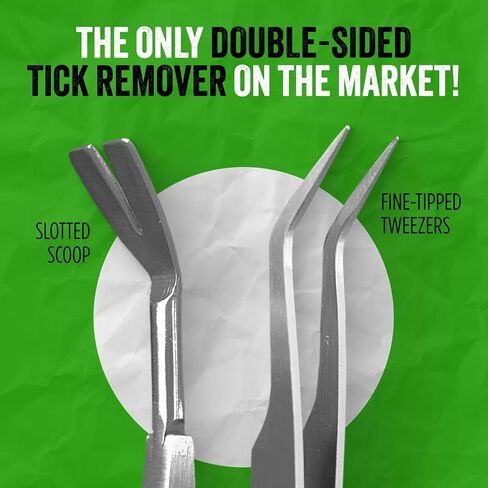 Bug Bite Thing Tick Remover Tool for People & Pets, Patented Two Sided Stainless Steel Design with Fine Tipped Tweezers, Formerly Known as TickEase in Saudi Arabia
