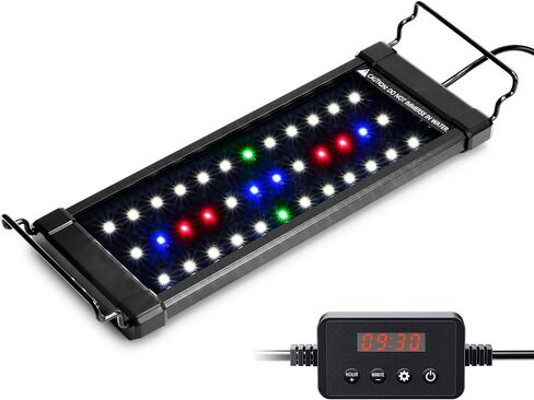 مصباح حوض السمك NICREW ClassicLED Plus LED مع مؤقت، 15 واط، لضوء خزان الأسماك من 18 إلى 24 بوصة، دورة ضوء النهار وضوء القمر، سطوع قابل للتعديل in Kuwait