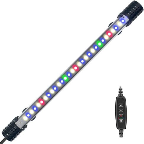 VARMHUS Submersible LED Aquarium Light,Fish Tank Light with Timer Auto On/Off Dimming Function,3 Light Modes Dimmable White-Blue,10 Brightness Levels Optional&3 Levels of timed Loop Function 7.5'' in Kuwait