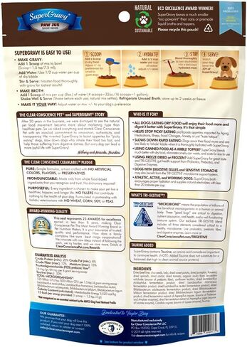 طعام سوبر جرافي باو جوس من كلير كونساينس بت - غطاء طعام طبيعي للكلاب - خليط طعام مرق مرطب - درجة بشرية - توابل طعام قابلة للاكل صعب الإرضاء - خالي من الغلوتين والحبوب، 01085، 60 مغرفة in Kuwait