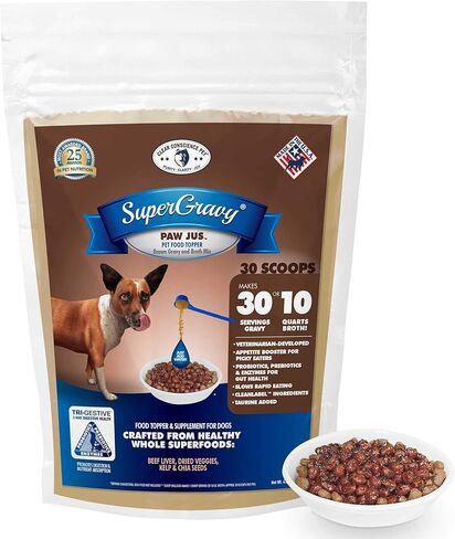 طعام سوبر جرافي باو جوس من كلير كونساينس بت - غطاء طعام طبيعي للكلاب - خليط طعام مرق مرطب - درجة بشرية - توابل طعام قابلة للاكل صعب الإرضاء - خالي من الغلوتين والحبوب، 01085، 60 مغرفة in Kuwait