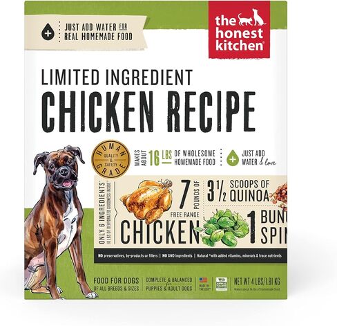 The Honest Kitchen Wholemade 6 Ingredient Grain Free Fish Recipe, Human Grade Dehydrated Dog Food, Allergy Friendly, Digestion Support, Topper for Dry or Wet Dog Food, 10 lb Box Makes 40 lbs in Kuwait