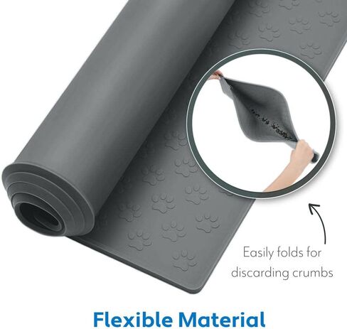 MIGHTY MONKEY 100% Waterproof Dog Food Mat, Raised Edges Silicone Pet Feeding Placemat for Cat, Dogs, Pet Bowls, High Lipped Tray Prevents Water Spills, Food on Floor, Dishwasher Safe, 18x12, Gray in Kuwait