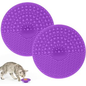 Lick Mat for Cats, Licking Mat for Cats Small 2 Pack with Suction Cups, Small Lick Mat for Small Cats, Boredom Anxiety Reducer, Round Cat Licking Mat, Alternative to a Slow Feed Cat Bowl or Dish in Kuwait