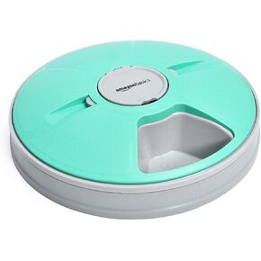 Amazon Basics - Automatic Electronic Timed Pet Feeder, 6 Portions, Black, 12" X 12" X 2.3"