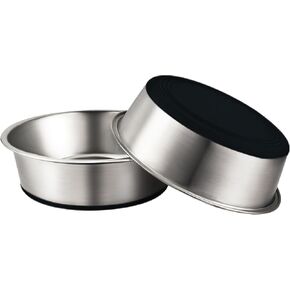 2 Pack Stainless Steel Cat Bowls, 2 Cup, Black Bottom