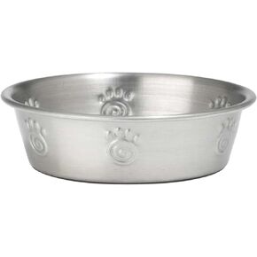 PetRageous 13097 Fiji Stainless Steel Non-Slip Dishwasher Safe Dog Bowl 1.75-Cup Capacity 5.5-inch Diameter 1.75-inch Tall for Small and Medium Size Dogs and Cats, Light Grey and Black