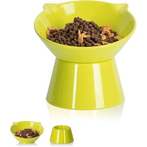 Detachable Elevated Cat Bowls, 15° Tilted Raised Cat Food Bowl Anti-Vomiting,Whisker Friendly, Adjustable Cat Dishes for Protecting Spine,Adult Kitten
