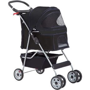 BestPet Pet Stroller Cat Dog Cage Stroller Travel Folding Carrier,Black in Kuwait