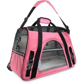 Paws & Pals Airline Approved Pet Carrier - Soft-Sided Carriers for Small Medium Cats and Dogs Air-Plane Travel On-Board Under Seat Carrying Bag with Fleece Bolster Bed for Kitten Cat Puppy Dog Taxi in Kuwait