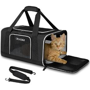Petskd Pet Carrier 17x13x9.5 معتمد من شركة الطيران الجنوبية الغربية، حقيبة نقل الحيوانات الأليفة للقطط والكلاب الصغيرة، حامل كلب ناعم للحيوانات الأليفة التي يتراوح وزنها من 1 إلى 15 رطل، حامل قطط للكلاب مع سحاب قفل أمان (وردي) in Kuwait