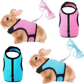 SATINIOR 2 Pieces Bunny Rabbit Harness with Leash Cute Adjustable Buckle Breathable Mesh Vest for Kitten Puppy Small Pets Animal Walking Accessories in Saudi Arabia