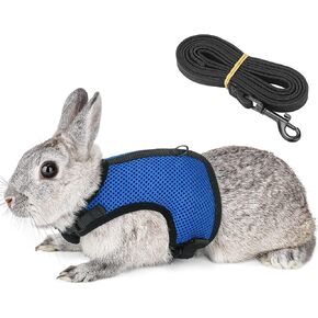 Pettom Bunny Rabbit Harness with Stretchy Leash Cute Adjustable Buckle Breathable Mesh Vest Harness and Leash Set for Kitten Small Pets Holland Lop Bunnies Walking (S(Chest:9.8-12.5 in)) in Saudi Arabia
