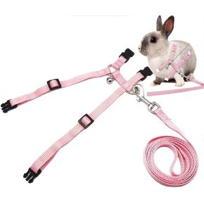 Hypeety Rabbit Bunny Harness with Leash Adjustable Soft Nylon Harness Rabbit Vest Harness Lead Leash Pink Blue Lead Leash All Season for Small Animals (Green) in Saudi Arabia
