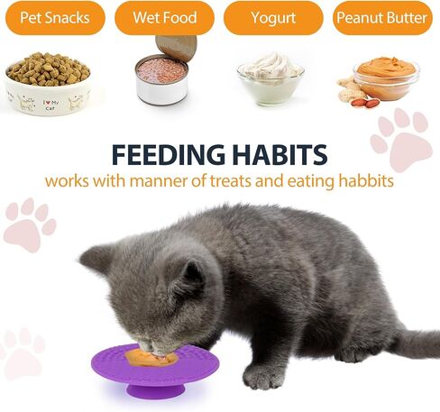 Lick Mat for Cats, Licking Mat for Cats Small 2 Pack with Suction Cups, Small Lick Mat for Small Cats, Boredom Anxiety Reducer, Round Cat Licking Mat, Alternative to a Slow Feed Cat Bowl or Dish in Kuwait