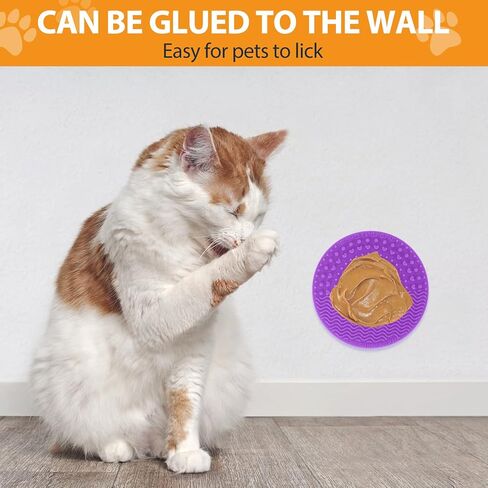 Lick Mat for Cats, Licking Mat for Cats Small 2 Pack with Suction Cups, Small Lick Mat for Small Cats, Boredom Anxiety Reducer, Round Cat Licking Mat, Alternative to a Slow Feed Cat Bowl or Dish in Kuwait