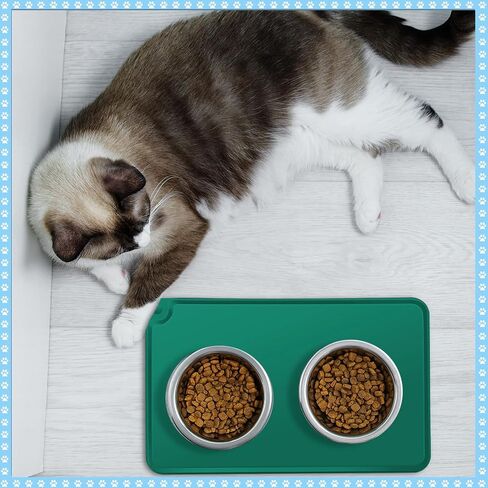 Skylety 10 Pack Dog Food Mat Dog Cat Bowl Mat 19 x 12 Inch Silicone Muticolor Anti Slip Dog Feeding Mat with Edge Waterproof Cat Food Mats for Floor, Pet Placemat for Food and Water to Prevent Spills in Saudi Arabia