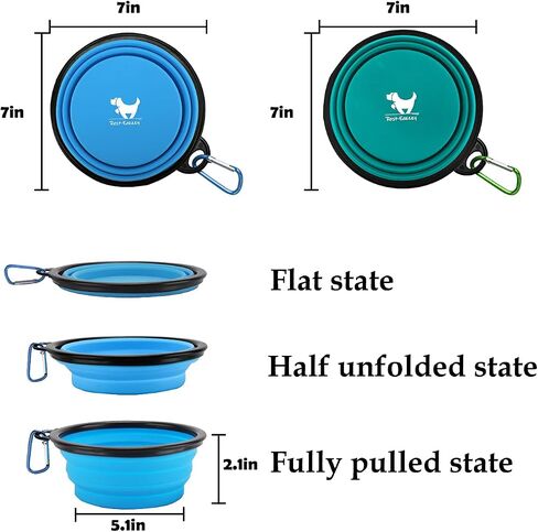 Rest-Eazzzy Collapsible Dog Bowls, 2 Pack Sturdy Portable Dog Water Bowls in Saudi Arabia