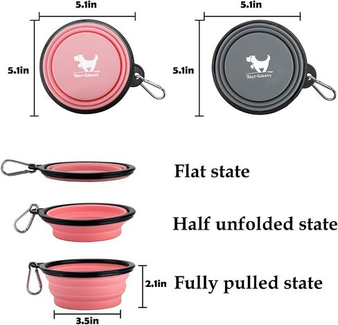 Collapsible Dog Bowls for Travel, 2-Pack Dog Portable Water Bowl for Dogs Cats Pet Foldable Feeding Watering Dish for Traveling Camping Walking with 2 Carabiners, BPA Free in Saudi Arabia