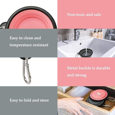 Collapsible Dog Bowls for Travel, 2-Pack Dog Portable Water Bowl for Dogs Cats Pet Foldable Feeding Watering Dish for Traveling Camping Walking with 2 Carabiners, BPA Free in Saudi Arabia
